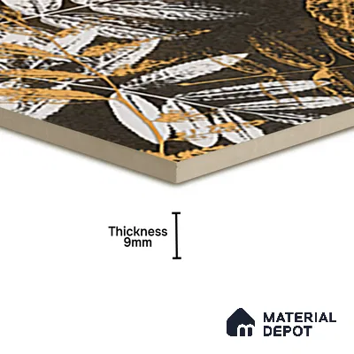 Floral Wall Tile TL 07249 B Plana 8006 GLM (Gold) 1 ft x 1 ft Ceramic Matte Finish - 9 mm  | 2 mm Spacer is Mandatory | Please Expect a Slight Variation of Pattern (Sample)